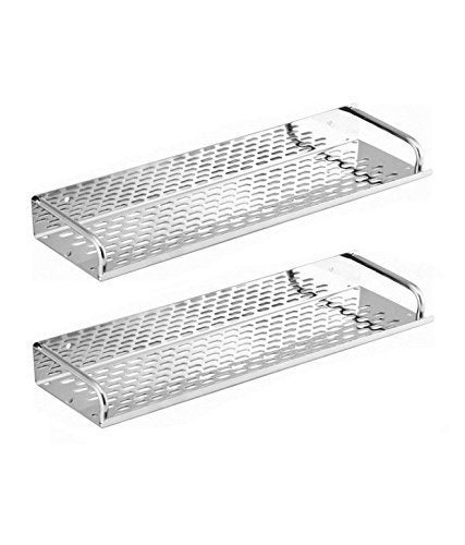 SBD 2 Pcs Stainless Steel Multi Purpose Bathroom Shelf Rack Organiser Chrome Finished 15x45 Inches Pack of 2 - Image 1