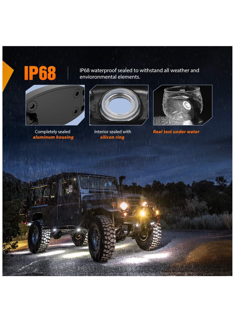 Generic Rock Light 4PCS White Light Pods Waterproof - Wheel Well LED Lights for Cars, Trucks, ATV, UTV, SUVs, Motorcycles, Boats - Exterior & Interior Lighting Kit  - Image 5