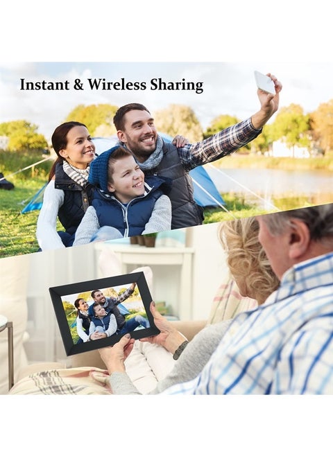 10.1 Inch WiFi Digital Picture Frame, IPS Touch Screen Smart Cloud Photo Frame with 16GB Storage, Easy Setup to Share Photos or Videos via Frameo APP, Auto-Rotate, Wall Mountable (Black)