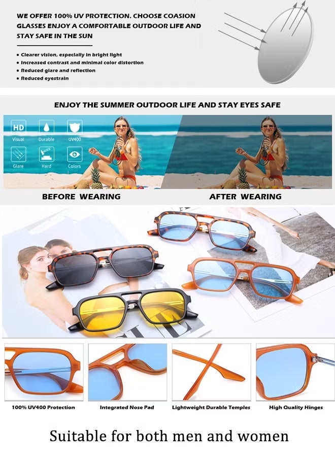 Aviator Sunglasses Men Women - Retro 70s Square Sun Glassess Tinted Polarized Metal Men's Sunglasses for Eye UV400 Protection Shades Black - Image 5