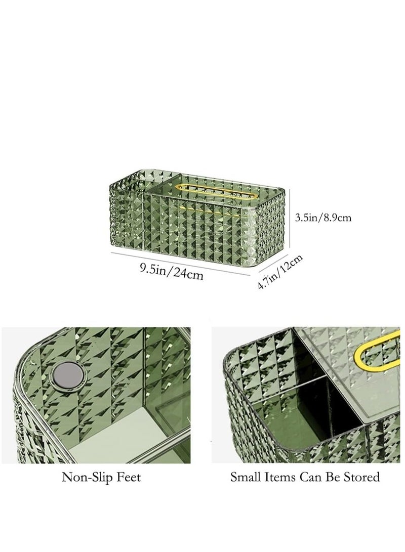 Excefore حامل علب المناديل ومنظم المكتب، علب مناديل شفافة رائعة مستطيلة، غطاء علبة مناديل متعدد الوظائف مع صندوق تخزين - 9.5 * 4.7 * 3.5 بوصة (أخضر) - Image 4