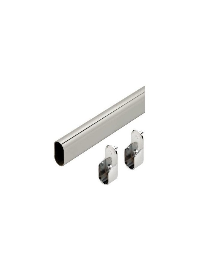 VOLO Stainless Steel Oval Closet Hanger Rod for Hanging Clothes in Wardrobe With End Supports (3 Ft.), 3 Centimeters, Silver - Image 1