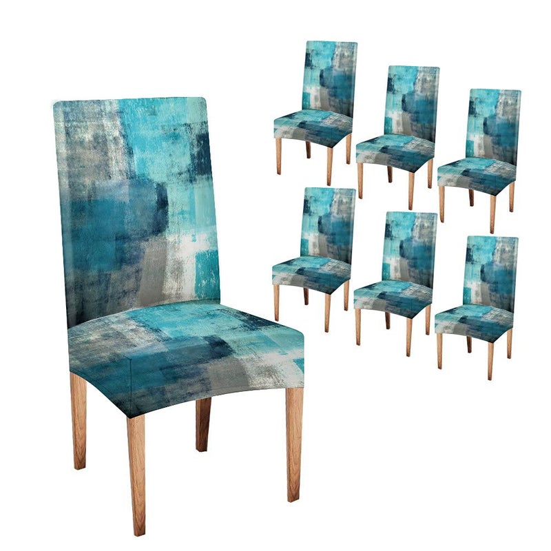 CAPSCEOLL Modern Blue Polyester Dining Chair Covers 6 Pack Adjustable HighBack Removable Washable Kitchen  Dining Room