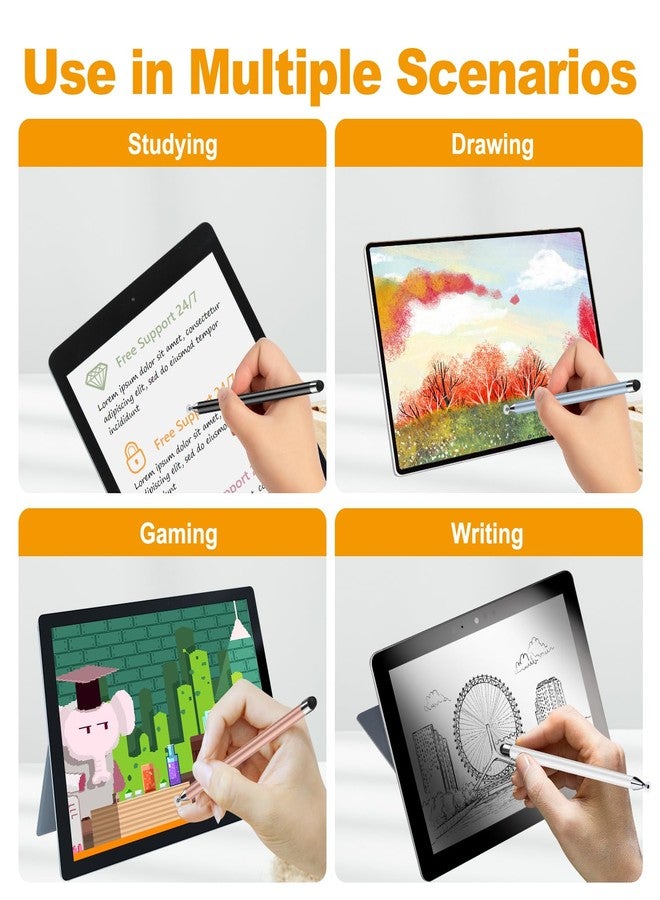 قلم لمس (7 قطع)، قلم لمس 2 في 1 لشاشات اللمس، دقة وحساسية عاليتان، مناسب لأجهزة iPad/iPhone/Samsung/Android والهواتف الذكية والأجهزة اللوحية، متوافق مع جميع شاشات اللمس - Image 4