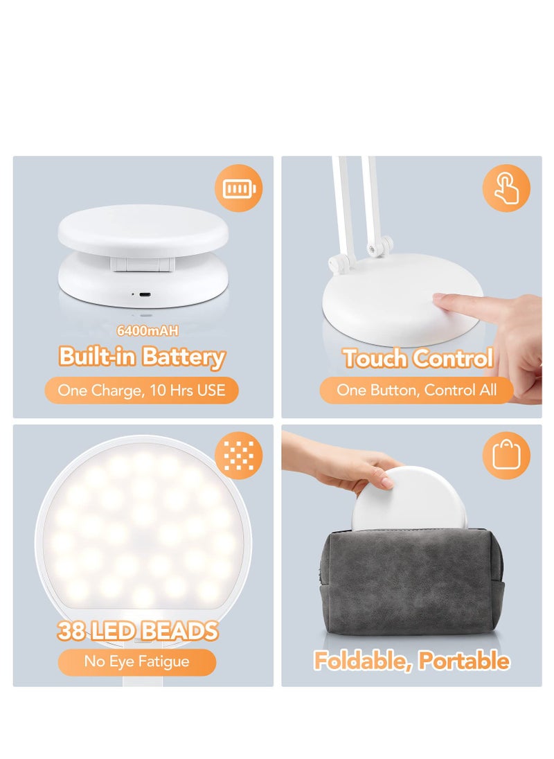 Battery Operated Lamp Small Desk Lamp Foldable & Portable Light,8 Brightness Rechargeable Lamp Wireless Lamp Mini Lamp,Dimmable Battery Powered Lamp Cute Desk Lamp,Battery Operated Lamp Portable Light