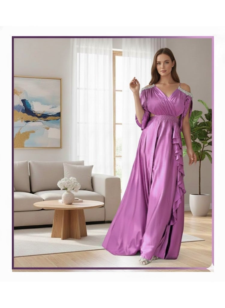 FULL JOY Maxi Evening Dress With Luxurious, Feminine Design; Elegant Dress with Attractive Silky Sheen, Fashion Dress,Evening Dress - Image 1