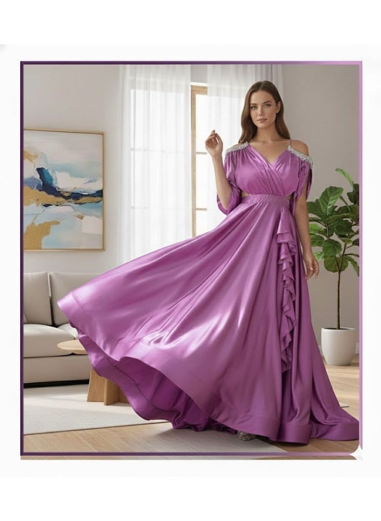 FULL JOY Maxi Evening Dress With Luxurious, Feminine Design; Elegant Dress with Attractive Silky Sheen, Fashion Dress,Evening Dress - Image 3