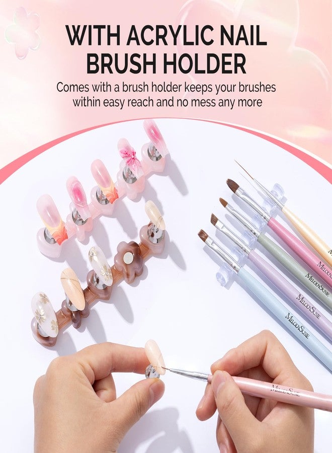 MelodySusie Nail Stand for Press Ons, Flower and Heart Shape Magnetic Base for Painting Display with Brush Holder and 100 Pcs Reusable Double-Sided Tape for Home DIY Salon Supplies, Pink and Coffee - Image 3