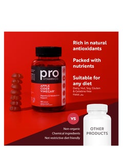 PRO VITAMIN CO Pro Vitamin Co Apple Cider Vinegar+ Gummy Vitamins - Digestive & Metabolism Support, Halal, Vegan Friendly, Gluten Free, Pomegranate, Betroot, Folic Acid, Vitamin B12 - 1 Pack 60 Gummies  - Image 3