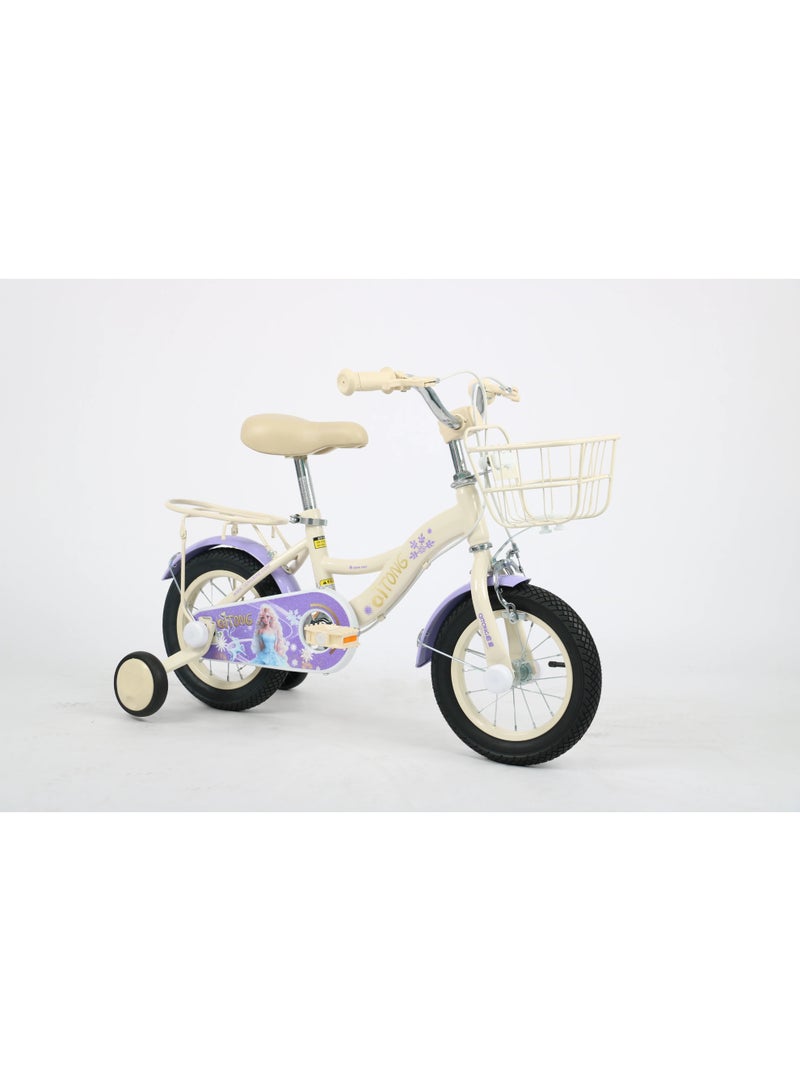 Qitong Bicycle With Basket 14 Inch Purple And Cream TN-B06 14IN - Image 3