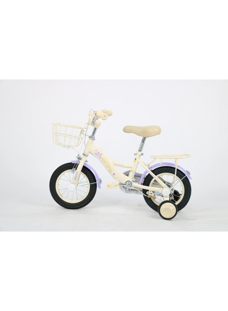 Qitong Bicycle With Basket 14 Inch Purple And Cream TN-B06 14IN - Image 2
