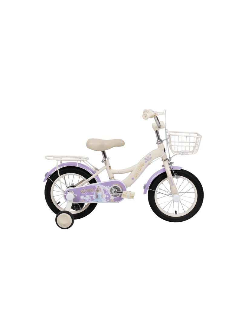 Qitong Bicycle With Basket 14 Inch Purple And Cream TN-B06 14IN - Image 1