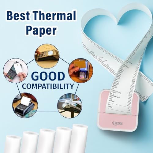 Seznik Non Sticky Thermal Paper Rolls, 57mm Width, 2 inch Thermal Paper for Mini Printer (White-57mm Width-Continuous Non Sticky Roll-Pack of 5) - Image 3