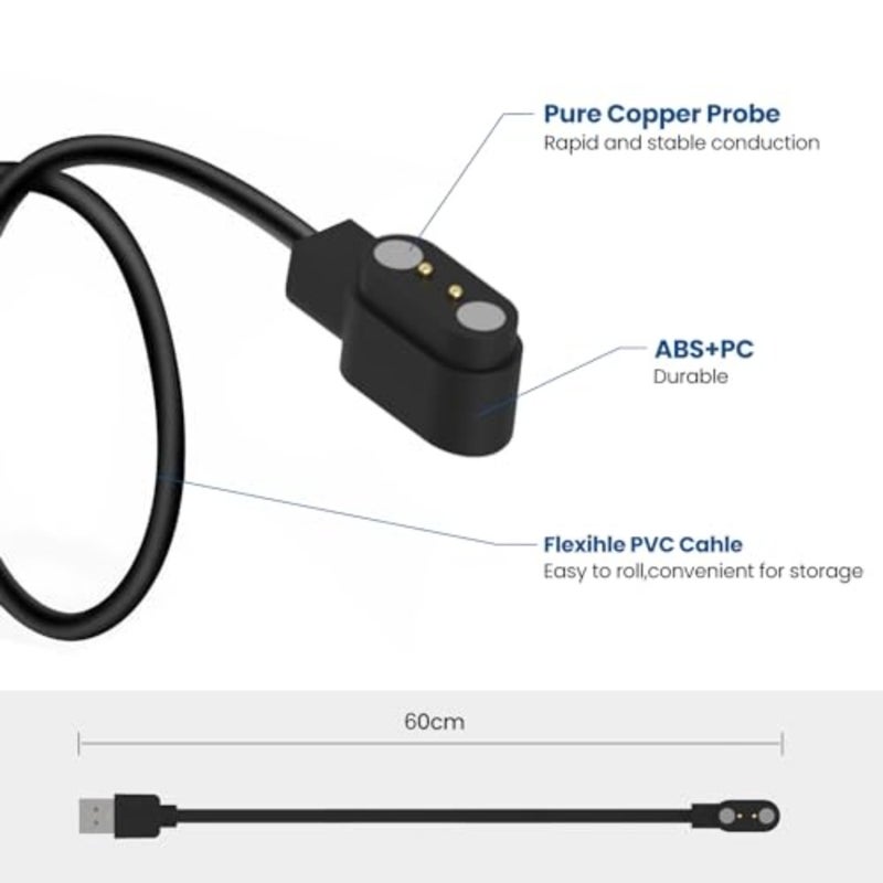 Smart Watch Charger for YOUSOKU H97PRO H97/Butele H69 H39plus/Nyonio H97/JOYELE H79/Slothcloud H97PRO H97/MgaoLo H97PRO H79 H99 H39R Smart Watch, Magnetic Watch Charger 3.3ft - Image 3