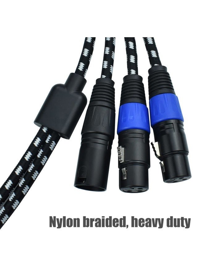 Mugteeve XLR Y Splitter 2 Female to 1 Male, 2 Feet Microphone XLR Breakout Cable Balanced Left and Right Dual Female to Single Male, Nylon Braided Heavy Duty, Noise Free, for Mixer/Speaker/MIC - Image 2