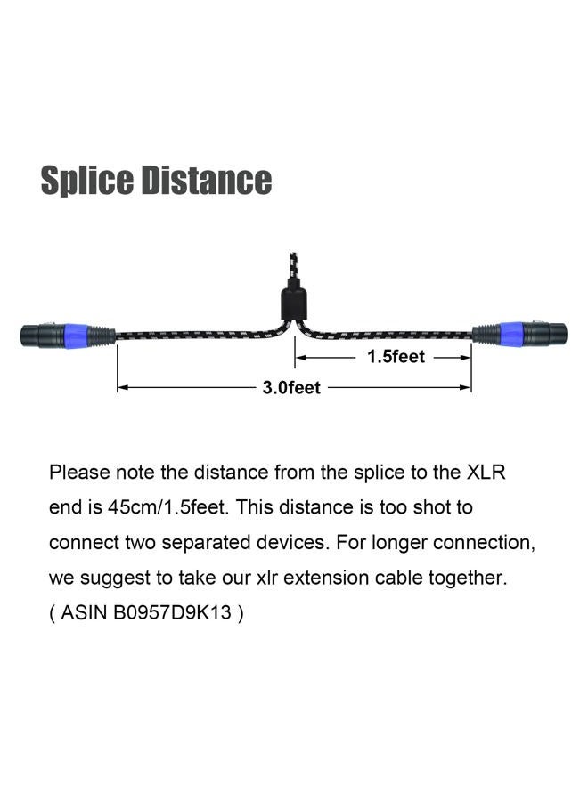 Mugteeve XLR Y Splitter 2 Female to 1 Male, 2 Feet Microphone XLR Breakout Cable Balanced Left and Right Dual Female to Single Male, Nylon Braided Heavy Duty, Noise Free, for Mixer/Speaker/MIC - Image 5