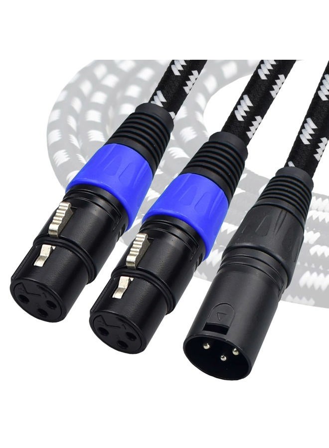 Mugteeve XLR Y Splitter 2 Female to 1 Male, 2 Feet Microphone XLR Breakout Cable Balanced Left and Right Dual Female to Single Male, Nylon Braided Heavy Duty, Noise Free, for Mixer/Speaker/MIC - Image 1
