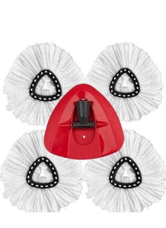 Zalcoon 4 Pieces of Mop Replacement Heads Compatible with Vileda Easy Wring / O cedar Replace Spin Mop Heads Replacements - Includes 1 Rotating Mop Base,Triangle Shape  - Image 1