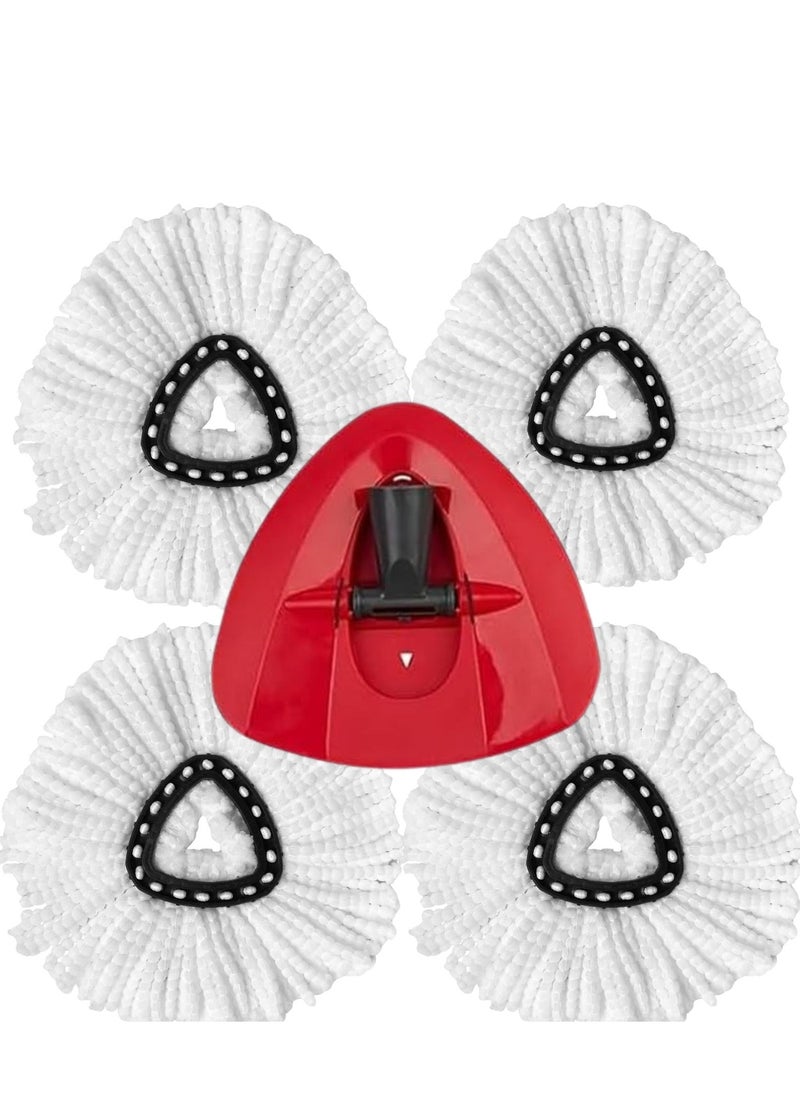 Zalcoon - 4 Pieces of Mop Replacement Heads Compatible with Vileda Easy Wring / O cedar Replace Spin Mop Heads Replacements - Includes 1 Rotating Mop Base,Triangle Shape - Image 1