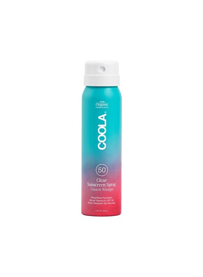 Organic Sunscreen SPF 50 Sunblock Spray, Dermatologist Tested Skin Care for Daily Protection, Vegan and Gluten Free, Guava Mango, Travel Size, 2 Fl Oz