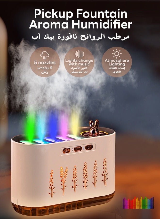 nafas مرطب هواء لغرفة النوم، موزع زيت للمنزل، تغيير الأضواء مع موسيقى سعة 700 مل، موزع عطر مع 5 رؤوس رش ووظيفة توقيت للمكتب، غرفة الأطفال، النباتات - Image 2