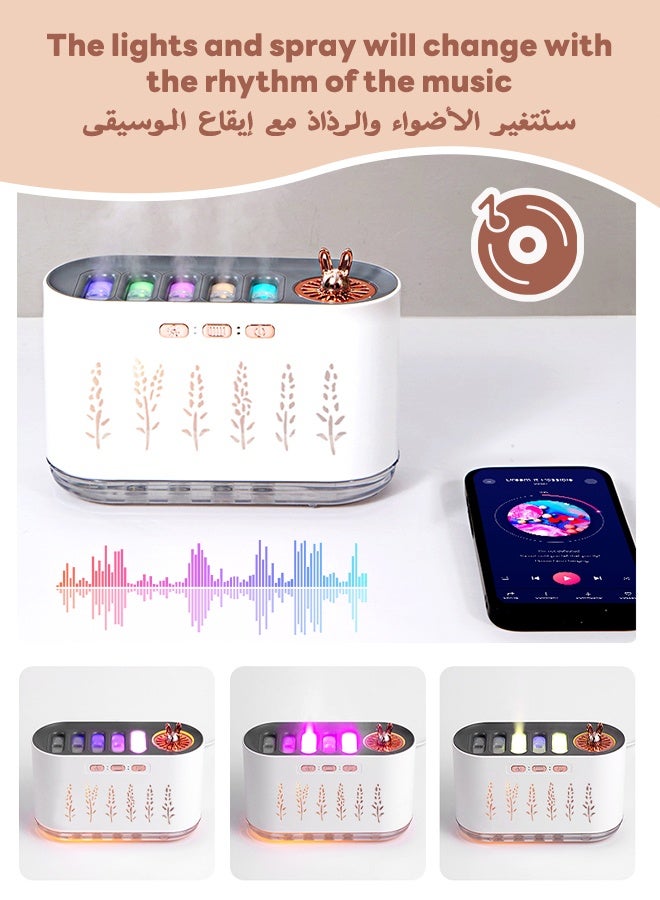 nafas مرطب هواء لغرفة النوم، موزع زيت للمنزل، تغيير الأضواء مع موسيقى سعة 700 مل، موزع عطر مع 5 رؤوس رش ووظيفة توقيت للمكتب، غرفة الأطفال، النباتات - Image 4