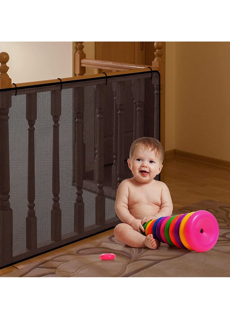 Y&D Child Safety Net 2 Sets, Durable Banister Guard for Baby Stairs Railing Balcony Cribs, Stair Mesh Proofing, Easy to Install Netting Kids, Pets, Toys  - Image 1