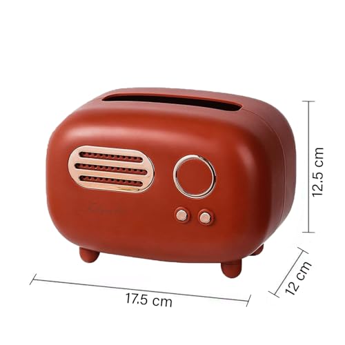 oddpod™ Vintage Retro Small Tissue Box Holder & Paper Towel Dispenser for Office, Living Room, Bedroom, Night Stand & Desk - Deep Maroon - Image 3