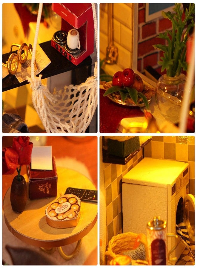 Foyucool DIY Miniature House Kit, Dollhouse Kit with Dust Cover, Mini House Building Kits for for Adult to Building, Christmas Home Decorations Gifts for Family and Friends, Loft - Image 4