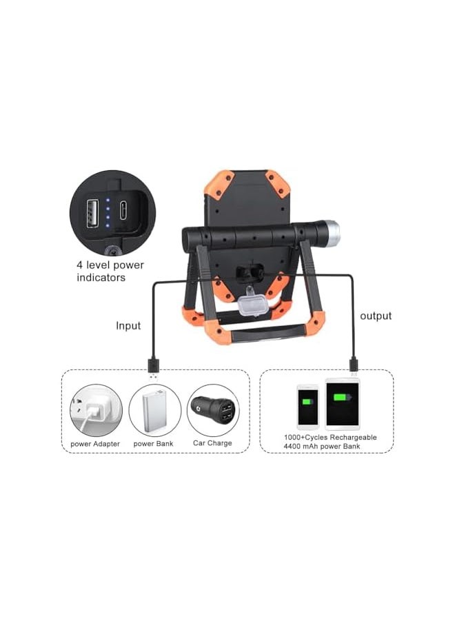 PROMASS promass Work Light LED Rechargeable USB 5 Modes Working Lights 360° Rotation Folding Portable 2 COB 1500 LM Endurance 4-10h Magnetic Base Outdoor Flashlight for Garage Car Repairing Camping Emergency  - Image 3