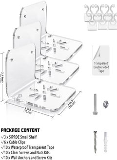 Oasisgalore Wall Mount Acrylic  Shelves Display Shelves Small Adhesive Wall,3 Sets for Bedroom，Living Room, Office  - Image 2