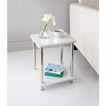 ZQ Extremely Stunning Norsk 2 Shelf Unit Featuring Stainless Steel Legs Side Tables End Tables Living Room Furniture