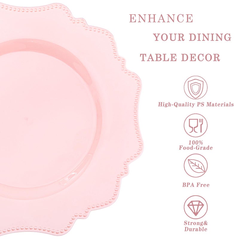 COLOSUS 60pcs Pink Plastic Dessert Plates - 7.5 Inch- Heavy Duty Disposable Plastic Appetizer/Salad/Cake Plates for Party Wedding and Everyday Use,Valentine's Day - Image 4