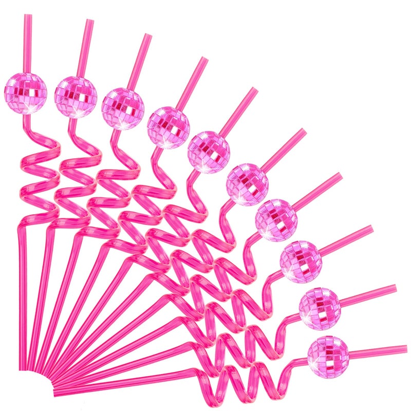 Soledea 10Pack Disco Party Decorations, Mini Disco Ball Decor Reusable Straw, Reusable Drinking Straws for Valentine Party Favors Toy for School Classroom Gift Exchange Prizes - Image 1