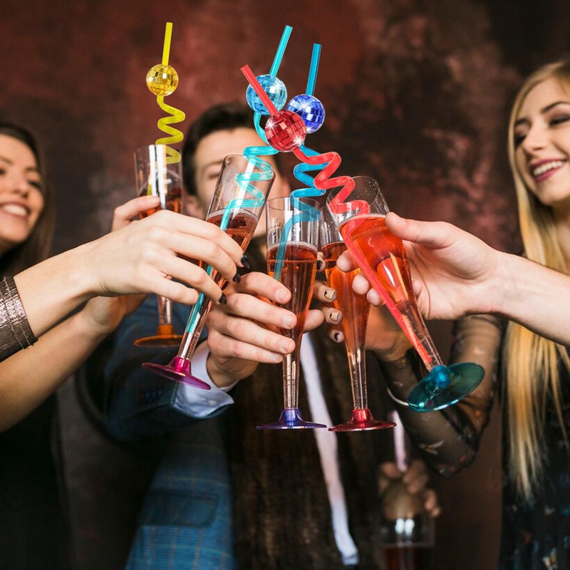 Soledea 10Pack Disco Party Decorations, Mini Disco Ball Decor Reusable Straw, Reusable Drinking Straws for Valentine Party Favors Toy for School Classroom Gift Exchange Prizes - Image 3