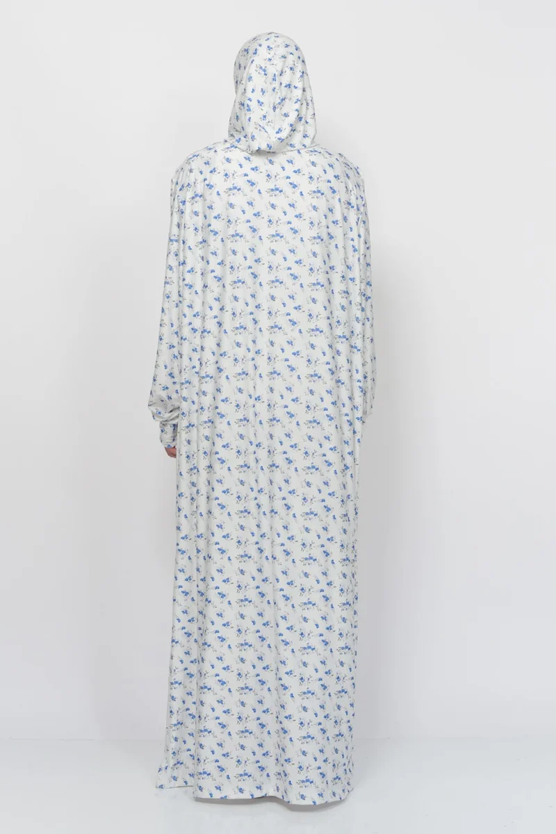 Altobeh Practical One Piece Floral Patterned Sleeves Removable Hijab Lycra Hijab Prayer Dress 990-0202