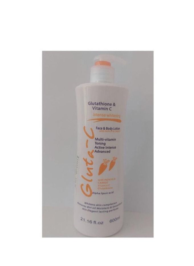 GLUTA C - Glutathione and Vitamin C Whitening Face and Body Lotion with Papaya and Carrot 600 ml - Image 1