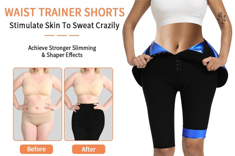 QZSH Sauna Pants for Women Sweat Slimming Legging High Waist Trainer Workout Body Shaper Suit(TBH70064-01-M) - Image 4