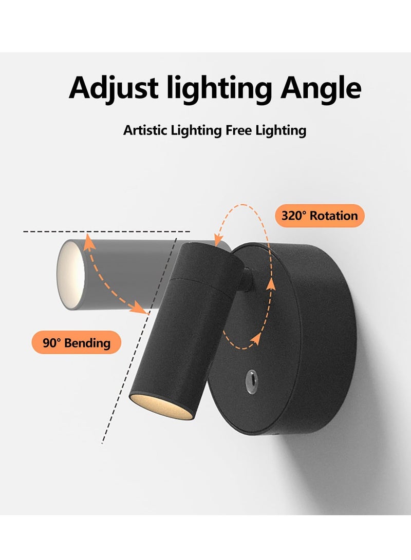 Wireless SpotLights Indoor with Remote Magnetic Bedside Reading Wireless Spotlight Battery Operated Neutral Light 4000K 3 Color Dimmable Stick on Wall Light for Plant Artwork, Reading Black - Image 4