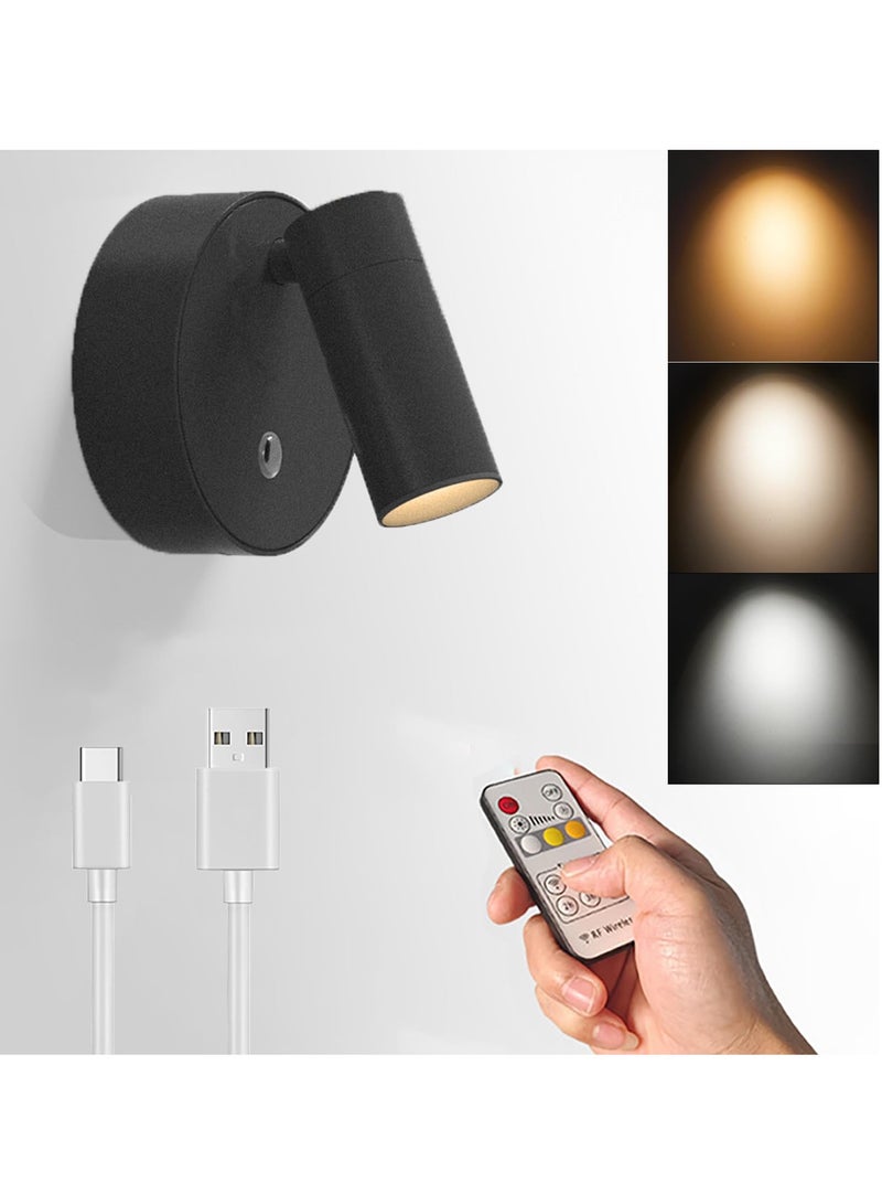 Wireless SpotLights Indoor with Remote Magnetic Bedside Reading Wireless Spotlight Battery Operated Neutral Light 4000K 3 Color Dimmable Stick on Wall Light for Plant Artwork, Reading Black - Image 1