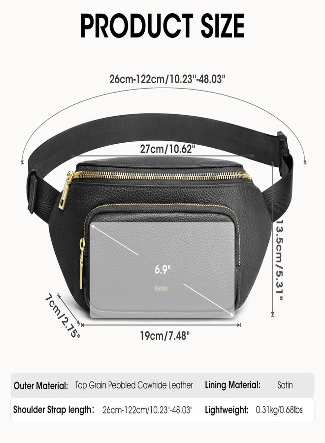 Kattee Fanny Packs for Women, Leather Crossbody Bags for Women Trendy, Small Belt Bag,Fashion Waist Packs with RFID Blocking, Black - Image 4