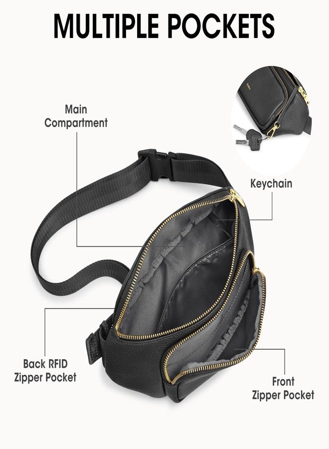Kattee Fanny Packs for Women, Leather Crossbody Bags for Women Trendy, Small Belt Bag,Fashion Waist Packs with RFID Blocking, Black - Image 5