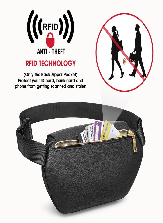 Kattee Fanny Packs for Women, Leather Crossbody Bags for Women Trendy, Small Belt Bag,Fashion Waist Packs with RFID Blocking, Black - Image 3