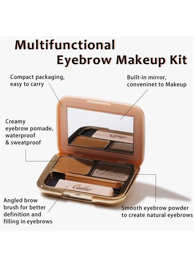 Oulac - Waterproof Eyebrow Powder Kit with Brow Brush 2 in1 Long Lasting Instant Eyebrow Pomade & Powder Natural Makeup for Sparse Brows 3.2 g/0.11 oz, (Taupe） - Image 1