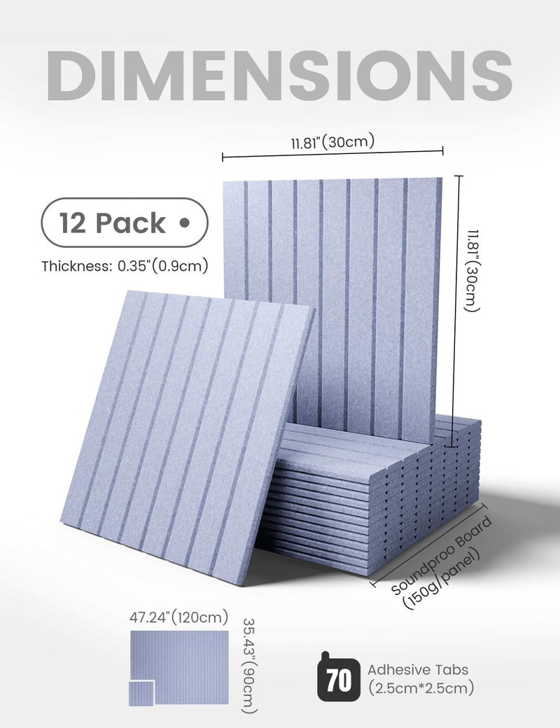 Fluxynara Large Felt Bulletin Board 48" x 36" Cork Board Alternative-12 Pack with 70 Safe Removable Adhesive Tabs, Cork Boards for Walls for Home Office Classroom Pin Board (Soft Periwinkle) - Image 2