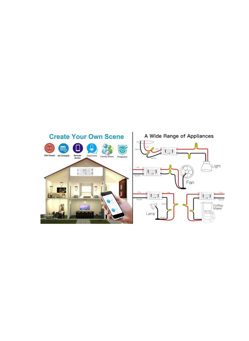Generic - Smart Wi Fi Switch Wireless Remote Control Switch 10A 240VAC DIY Your Home via Compatible with Alexa Google Home Smart Life APP for iOS & Android Suit for Home Hotel Office Pack of 1 - Image 1