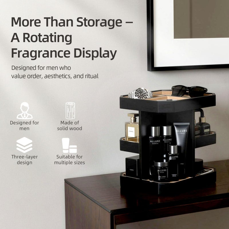 Tldcdte Rotating Cologne Organizer for Men, Metal Fragrance Display Stand with Suede-Lined Trays, 360Â° Turntable Cologne Stand for Dresser Desk, Gift-Ready Perfume Organizer - Image 4