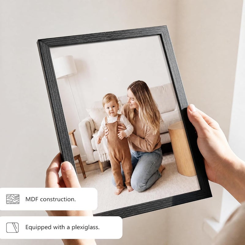 PEALSN 8.5x11 Picture Frame Set of 6, Black Picture Frames with HD Plexiglass,Wall Gallery Photo Frames for Wall Mounting or Tabletop Display, Black Woodgrain - Image 5