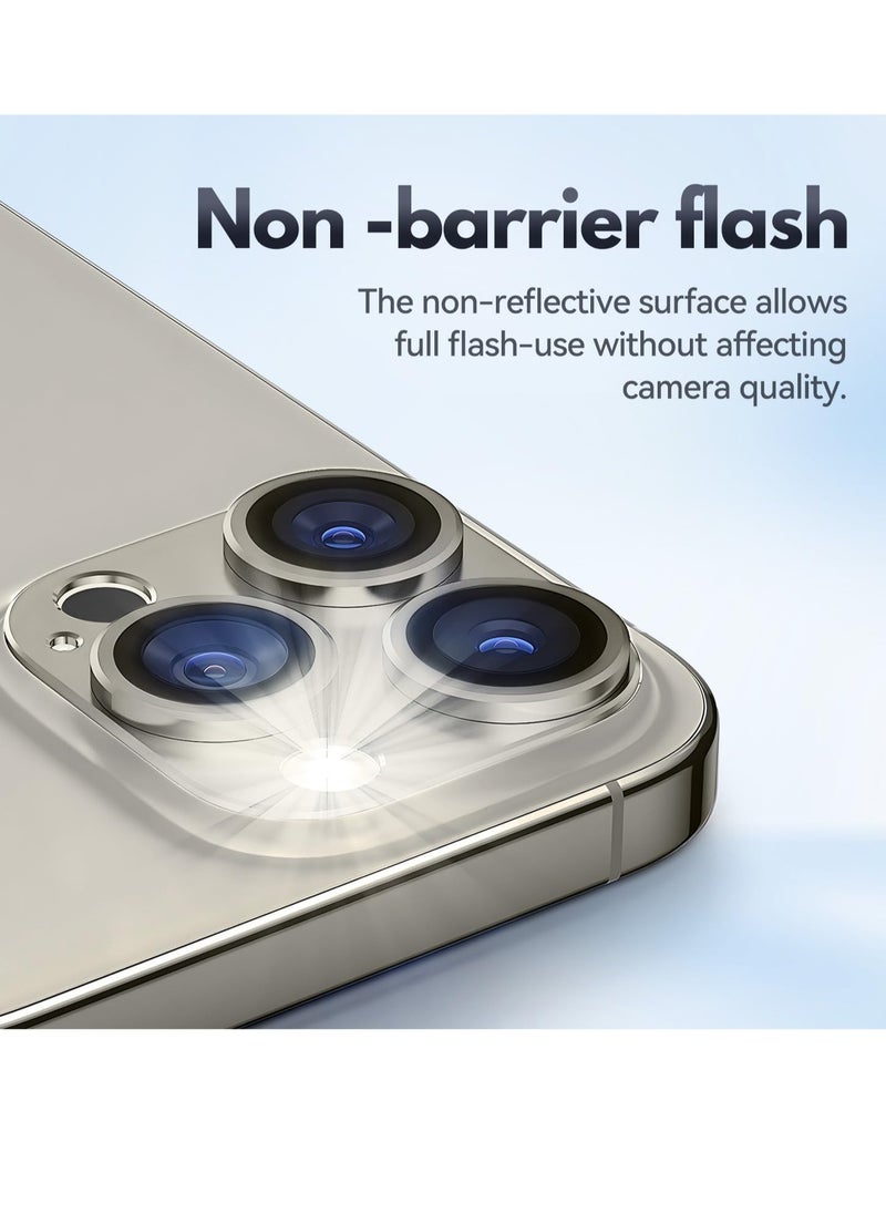 Generic Camera Lens Protector for iPhone 15 Pro/iPhone 15 Pro Max, Alloy Metal Camera Cover with Tempered Glass Screen Protector Accessories,Scratch Resistant (Natural Titanium)  - Image 2