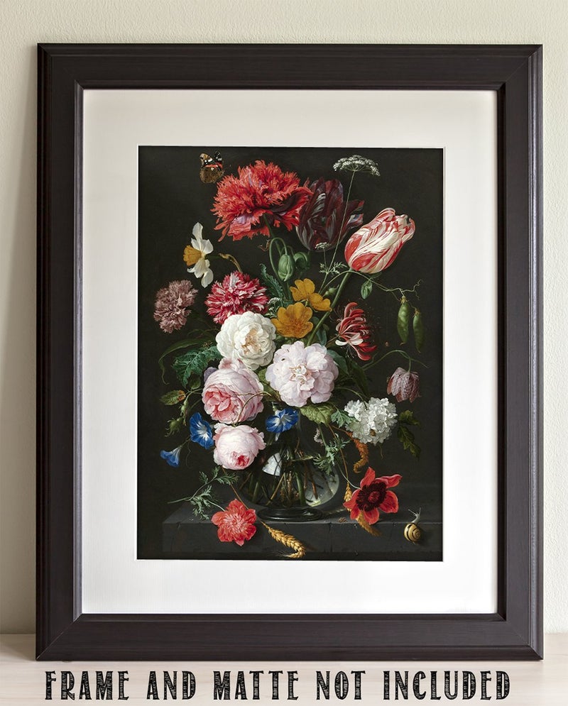 Make Em Laugh Still Life with Flowers in a Glass Vase  Jan Davidsz. de Heem - 11x14 Unframed Art Print - Great Home Decor and Gift Under $15 for Gardeners - Image 2